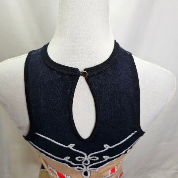 Cache Navy Blue Nautical Sleeveless Sweater Top Size XS - Picture 5 of 8